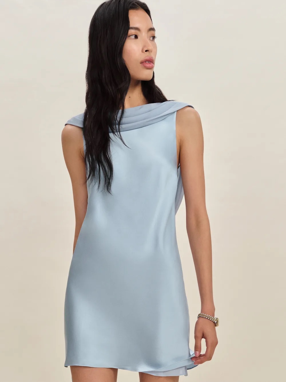 NEW Reformation Jonelle Silk Open Back Mini Dress Horizon Baby Blue | size XS - Picture 2 of 16